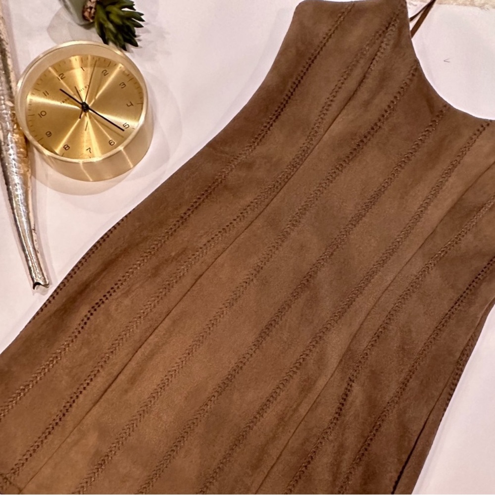 Faux Suede Olive Green Dress